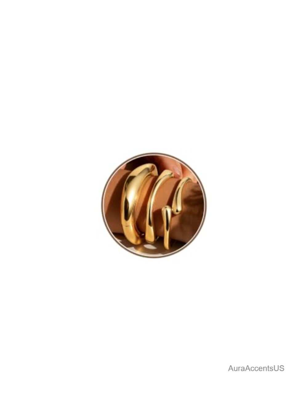 Chunky Gold Bangle Bracelets Set for Women Non Tarnish Spring Hinge 3 Piece